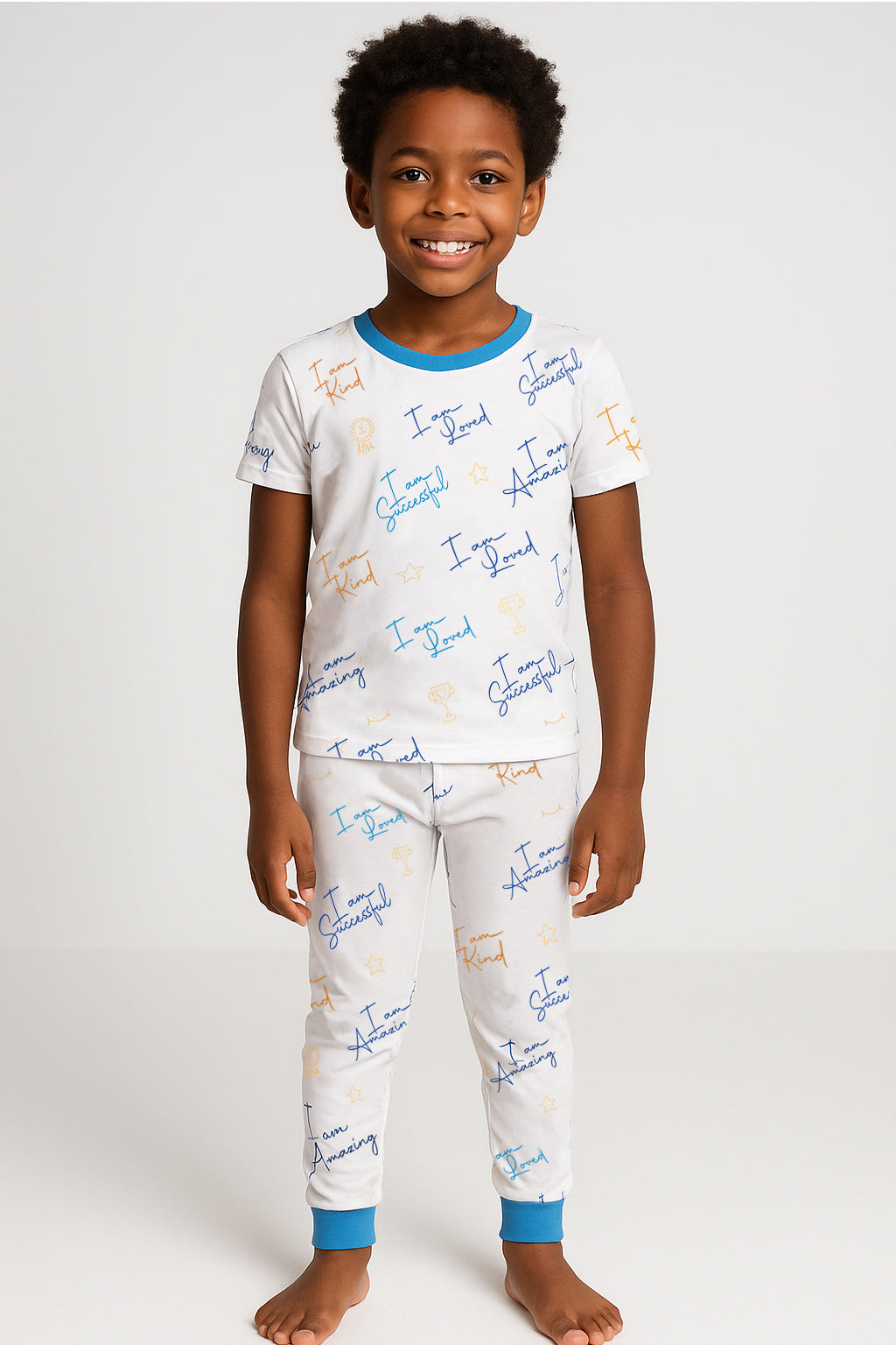 Affirmation Pajama Set - Bamboo Softness for Kids (Blue)