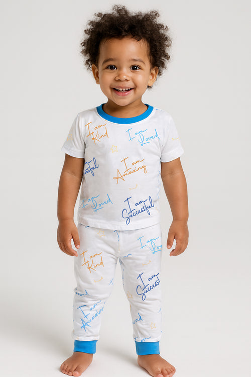 Affirmation Pajama Set - Bamboo Softness for Kids (Blue)