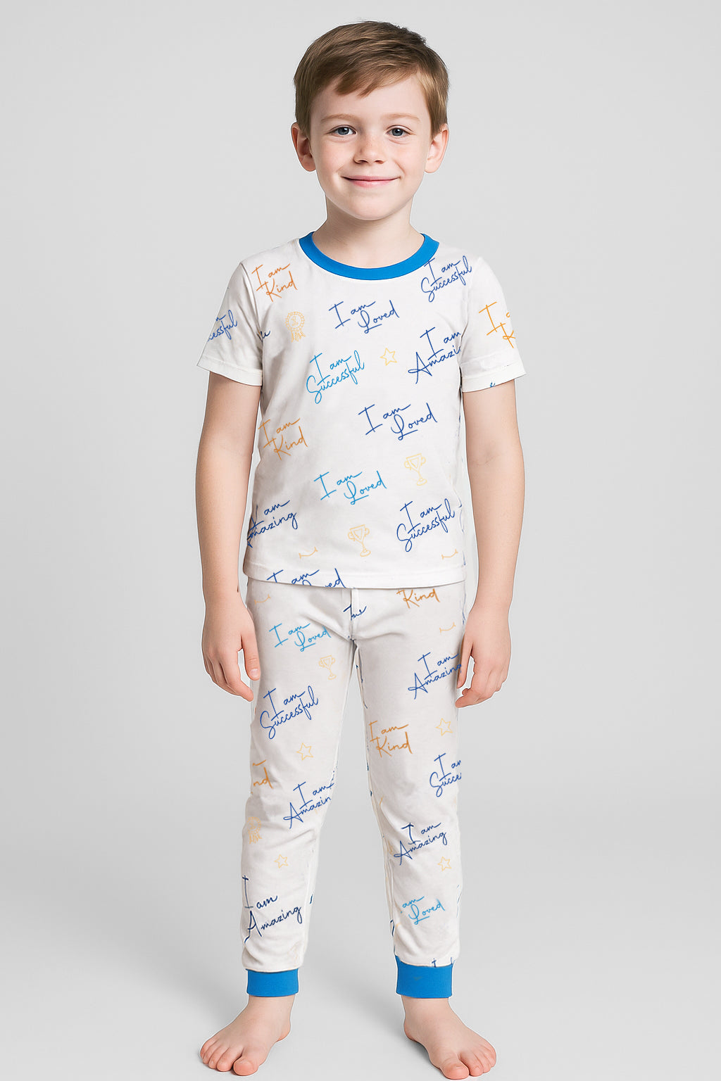 Affirmation Pajama Set - Bamboo Softness for Kids (Blue)