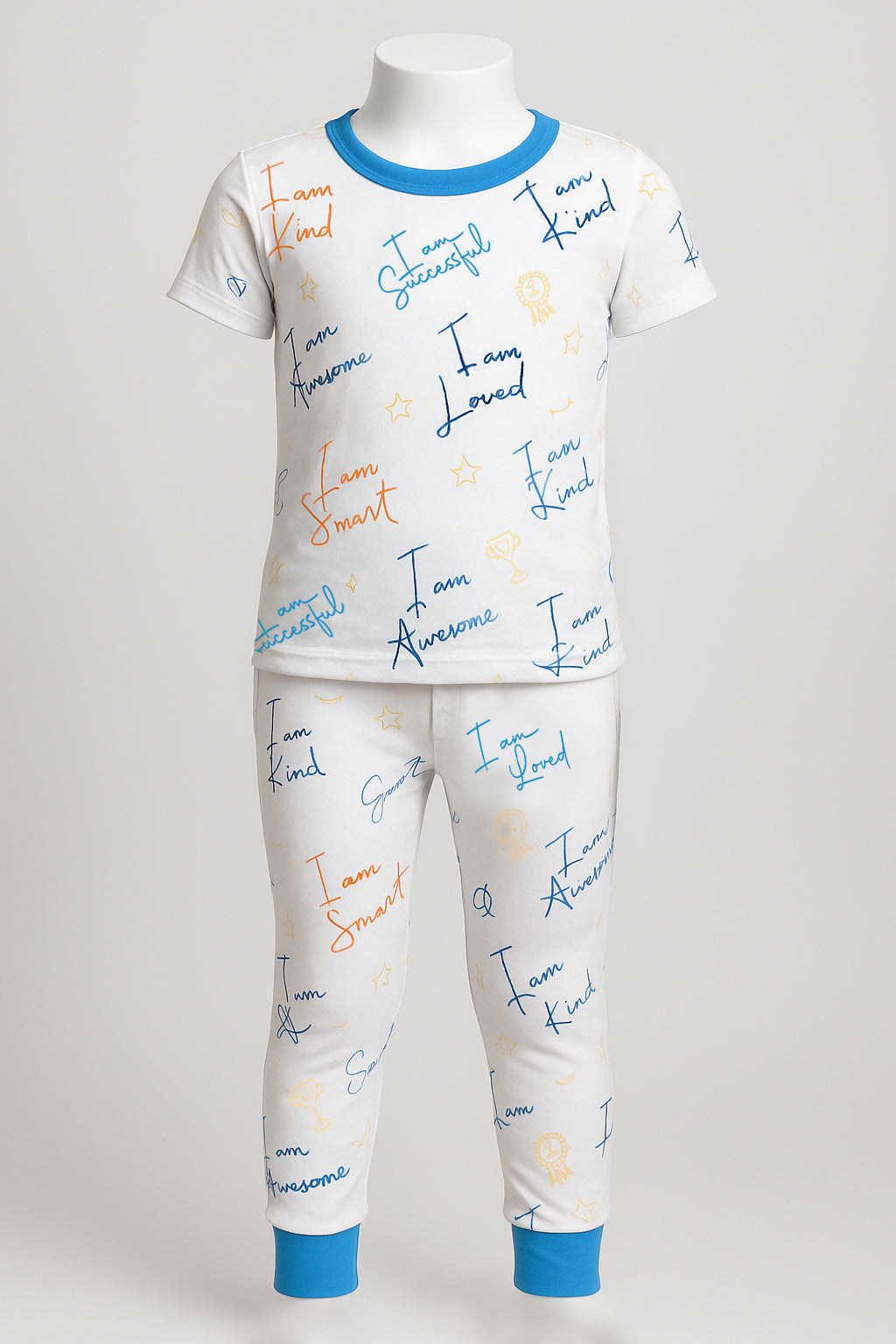 Affirmation Pajama Set - Bamboo Softness for Kids (Blue)