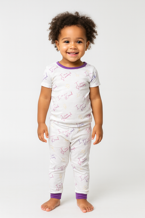 Affirmation Pajama Set - Bamboo Softness for Kids (Purple)
