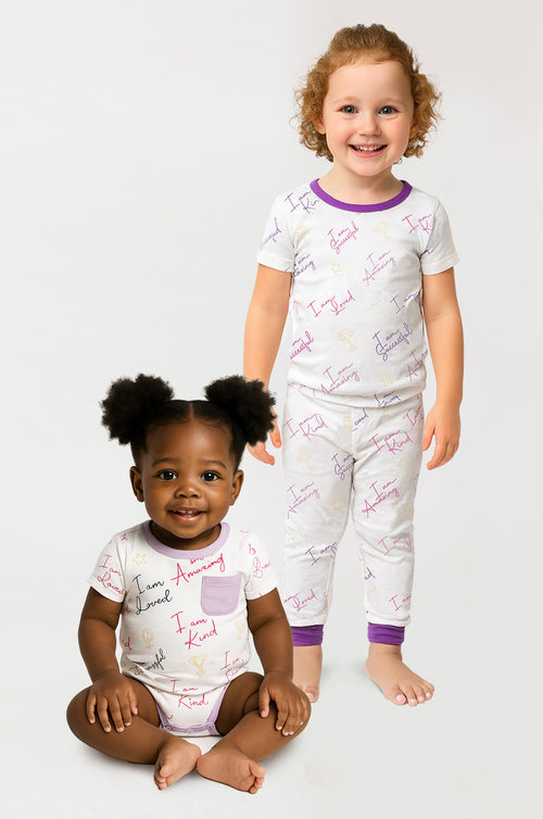 Affirmation Pajama Set - Bamboo Softness for Kids (Purple)